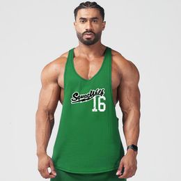 Men's Tank Tops Muscle Men Gym Bodybuilding Vests Fitness Workout Cotton Sleeveless Male Summer Casual Singlet Solid Vest Clothing 230422