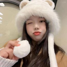 Berets Women's Winter Cute Warm Hat Antler Ears Thickened Plush Ear Protection Christmas Gift Cap Cold Cotton