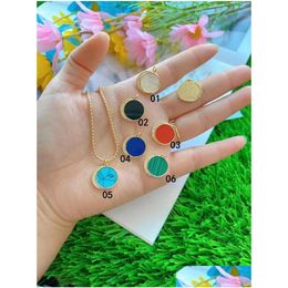 Pendant Necklaces Pendant Necklaces Luxury Star Round Crescent Moon Stone Charms For Women Wedding Jewelry Making Gold Classic Shell A Dhbzh