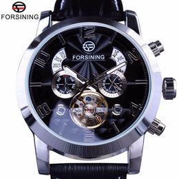 Forsining watch 5 Hands Tourbillion Fashion Wave Dial Design Multi Function Display Men Watches Top Brand Luxury Automatic Watch C263p