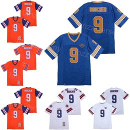 Film piłkarski The Waterboy Adam Sandler Jersey 9 Bobby Boucher Mud Dogs Bourbon Bowl Mężczyźni All Sichled Team Orange Blue Away White oddychający uniwersytecki pullover