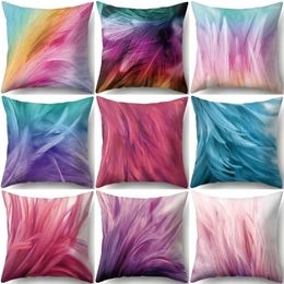 Pillow ZHENHE Bright And Beautiful Feathers Case Home Decoration Cover Bedroom Sofa Decor 18x18 Inch