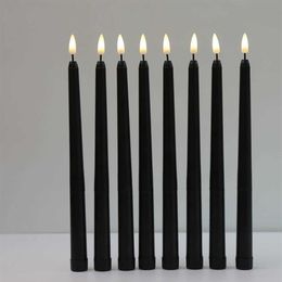 8 Pieces Black Flameless Flickering Light Battery Operated LED Christmas Votive Candles 28 cm Long Fake Candlesticks For Wedding H274N