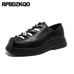 Dress Shoes Lace Up Oxfords Platform Thick Sole Strange Men Harajuku Creepers European Waterproof Unique Chic Stylish Square Toe