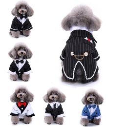 Dog Apparel Mens Clothing Wedding Dress Cute Tuxedo Pet Set Striped Bowtie French Bulldog Halloween 231121