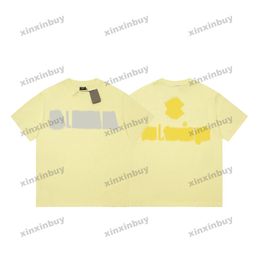 xinxinbuy Men designer Tee t shirt 23ss tape Letter chest destroyed short sleeve cotton women Black yellow white blue XS-L