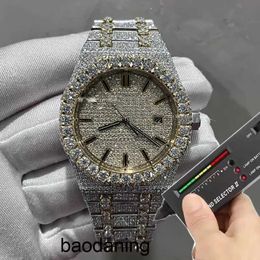 Vvs Ap Mens Moissanite 2023 Versione Orologio Royal Automatico Oro Argento misto Diamanti a 2 toni Passano Test Movimento Eta Orologio impermeabile in acciaio inossidabile 904l ghiacciato cy