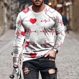 Men's T Shirts Love Pattern Top 3D Printed Hip Hop Round Neck Pullover Long Sleeve Personalized Fashion Casual T-shirt