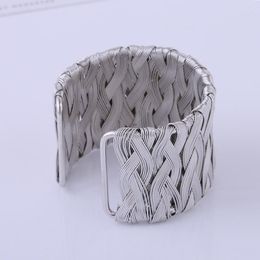 Bangle Hollow Wide Cuff Bracelets & Bangles For Women Men Gold Silver Color Alloy Open Big Male Female Bracelet Fashion Jewelry