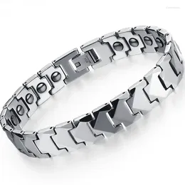 Link Bracelets 11MM Wide Polished Tungsten Bracelet For Men Women Energy Hematite Germanium Therapeutic Magnetic Men's Anti Scratch