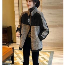 Women's Fur Korean Splice Lamb Wool Jacket Women Autumn Winter Trendy Loose Thicken Casual Coat Fashion Stand Collar Zippers Clothes