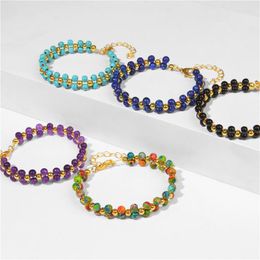 Strand Double Layer Natual Stone Bracelet Adjustable Chain Bangles Agates Quartz For Women Jewellery Men Party Luxury