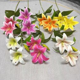Decorative Flowers Hands Moisturizing Simulation Lily High End Rose Pography Artificial Flower Home Decoration Silk