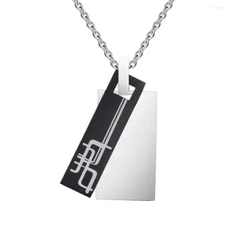 Pendant Necklaces Classic Rectangle Necklace Men Stainless Steel Multi-layered Pattern Chain Jewelry Gift