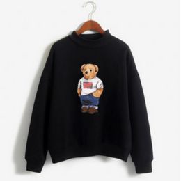 black Men's High Quality Plus Size Clothing Sweatshirt Printed Little Bear Polos Shirt Men's Long Sleeve T-shirt US Regular Sizes s-XXL