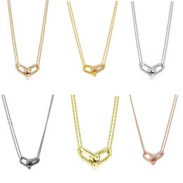 New Fashion Beautiful Double Clasp Crystal for Women Designer Jewellery Screw Link Chain U Blue Box Sier Necklace Official Label Party Wedding Gift T