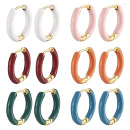 Hoop Earrings 1Pair Dripping Oil Stainless Steel Round For Women Girls Fashion Wedding Birthday Gift Cartilage Piercing