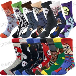Men's Socks Christmas Cartoon Anime Socks Men Women Michael Jackson Chucky Novelty Funny Happy Socks Hip Hop Skate Streetwear T231122