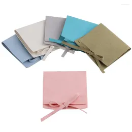 Jewellery Pouches 5pcs 8x8cm Microfiber Packaging Bags Wedding Christmas Party Neckalce Ring Storage Gift Bag Bowknot Drawstring Pocket