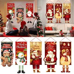 Christmas Decorations Santa Claus Hanging Flag Merry For Home 2023 Xmas Gifts Ornament Navidad Natal Year 2024 231121