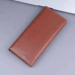 Wallets Lichee Pattern Bifold Men Long Wallet Large Capacity Card Holder Simple Purse Money Clip