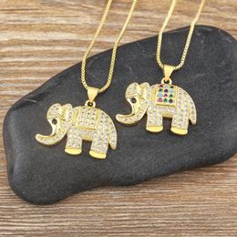 Ожерелья с подвесками Nidin, милое женское роскошное ожерелье с кубическим цирконием, цепочка со слоном, эстетичная эффектная винтажная бижутерия для девочек, подарок