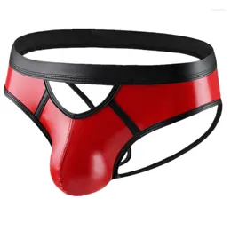 Underpants Mens Panties Faux Leather Briefs Shorts Homme Bikini Slip Sexy Underwear Gay Low Waist Pouch Male Cueca Calzoncillo