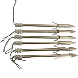 6 PK 5 8 inches Stainless Steel Bow Fishing Arrow Heads Slings Arrow Shaft Crossbow Fishing Arrows246k