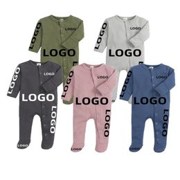 Rompers Customized Baby Boy Girl Clothes Solid Pajamas Infant Jumpsuit Footed Covered Jumpsuits Bodysuit born Onesies Outfits 231122