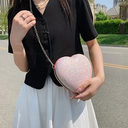 Evening Bags Sequins Love Heart-Shaped Evening Clutch Bag Diamonds Ladies Handbags for Ladies Fashionable Crossbody Messenger Bag 231122