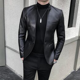 Men's Suits Blazers Brand clothing Fashion Men's High quality Casual leather jacket Male slim fit business leather Suit coats/Man Blazers S-3XL 231122