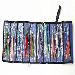 Octopus Skirt Baits Sea Trolling Lure Soft Fishing Lures China Tackle Bag Resin head With Hook Line 10 pcs Mixed suit with Bag267d