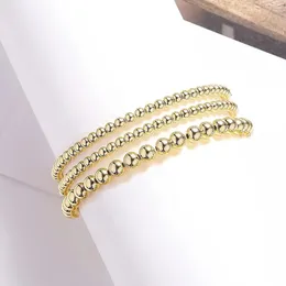Strand Badu 3pcs/set Gold Beads Bracelet For Women 14k Plated Beaded Handmade Stretch Elastic Jewelry Gifts