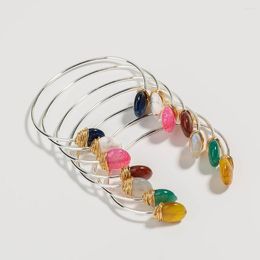 Bangle 2023 Natural Stone Female Bracelet Seven Kinds Of Colour Adjustable Openings For Women Love Bracelets & Bangles