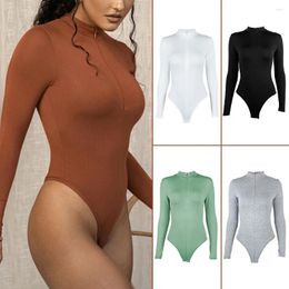Women's Shapers Solid-Color Long Sleeve Zip Up Mock Neck Shapewear All-match Comfortable Clothes For Home Travel Outdoor