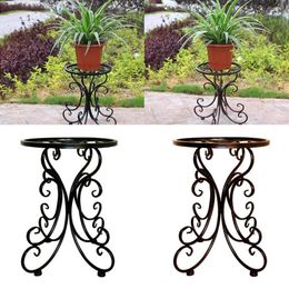 Hight Quality Indoor Balcony Single Wrought Iron Flower Ideas Round Stool Rack For Dropship Planters & Pots3147