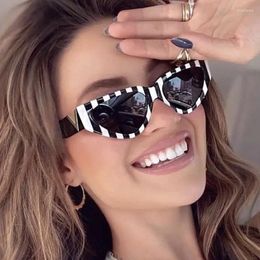 Sunglasses Vintage Cat Eye For Women Luxury Retro Small Rectangle V Sun Glasses Female Fashion Metal Hinges Shades