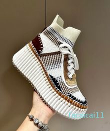 Quality New Arrivals Luxury Women Flat Shoes Autumn Winter New Cross Tied Design Mixed Colours Thick Bottom High Top Wool Casual