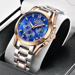 Wristwatches 2023 LIGE Classic Luxury Quartz Women Watch Stainless Steel Ladies Fashion Waterproof For Clock Relogio Feminino Box