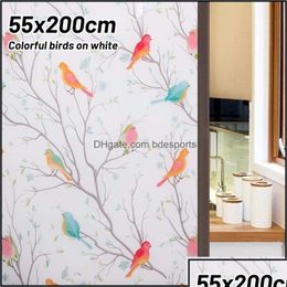 Other Home Decor Garden Colorf Bird Window Film Static Privacy Uv Blocking Heat Glass For Adhesive Stickers Drop Delivery 2021 F4Dpi Dhbsr