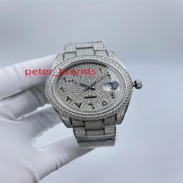 High quality men watch full iced out 41mm diamonds dial arabic number oyster bracelet automatc zircon stones men watches325H