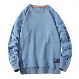 Men's Hoodies Sweatshirts For Men 2023 Autumn Round Neck Trend Thin Fashion Button Long Sleeve T Shirt Loose Casual Tops