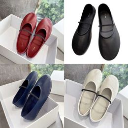 The Row shoes classic Small French Ballet Flat Shoes Round Head Soft Leather Shallow Mouth Mary Jane Single Shoes RWTE 2024
