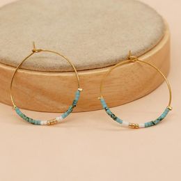 Dangle Earrings Rice Bead Circle Pattern Turquoise Colour Fashion Simplicity Bohemia Hand Weaving Alloy Beaded