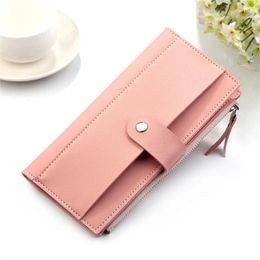 Wallets Women Simple Leather Female Purse Mini Hasp Solid Multi-Cards Holder Coin Long Slim Wallet Zipper