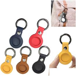 Colorf Leather Keychain Party Favour Anti-Lost For Airtag Protector Bag All-Inclusive Locator Individually Packaged Drop Delivery Dhs0D