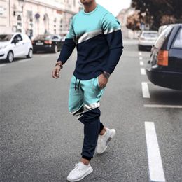 Men's Tracksuits Fashion Summer Men's Set Casual Sportswear Men Tracksuit Sweat Suit Oversized Long Sleeve T-shirt Pants 2 Piece Sets Jogging 230422