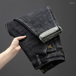 Men's Jeans Fall Fashion Waistband Embroidered Leather Label Diagonal Pocket Trend Small Foot Denim Pants