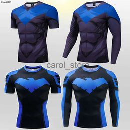 Men's T-Shirts Rashguard Jiu Jitsu Bjj T Shirt Men Gym Fitness Boxing Training Man Shirts Jersey Compression 3D Nightwing Print Tops For Male J231121