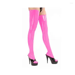 Women Socks Sexy PVC Leather Over-knee Stockings Stretch Skinny Long Smoothing High Footed Dancing Clubwear